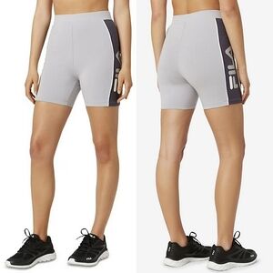 NWT Fila "Trina Bike Short" Silver Grey Logo Athletic Shorts | Women's Size XS